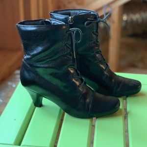 Clarks Leather Black Lace Up Mid-shaft Boots